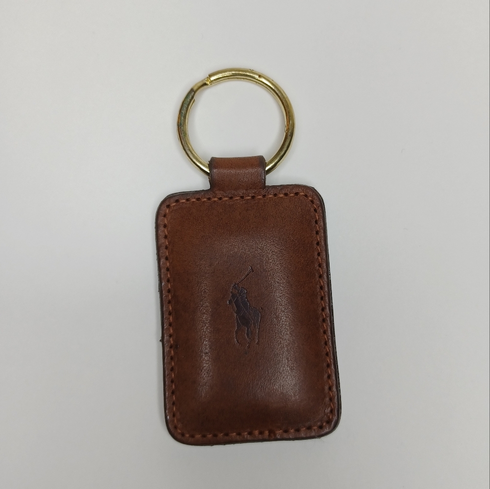 Vintage Polo by Ralph Lauren Leather Logo Fob Keychain